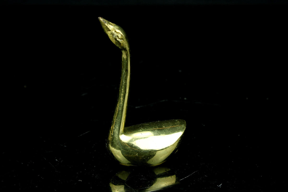 Vintage set van 4 miniatuur messing vogeltjes - zwaan en eendjes - waterdieren verzamelset