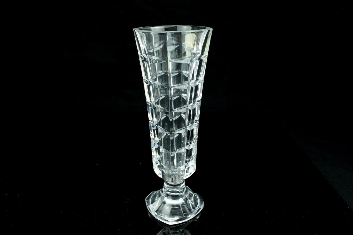 Vintage Cristal d'Arques Kristallvase - geschliffene Kristallblumenvase auf Fuß - 24% PbO Bleikristall - 17 cm