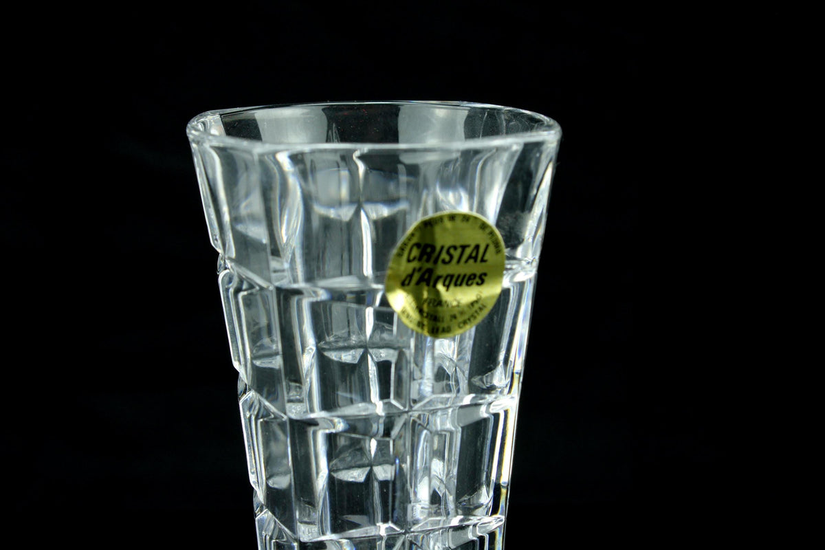 Vintage Cristal d'Arques Kristallvase - geschliffene Kristallblumenvase auf Fuß - 24% PbO Bleikristall - 17 cm
