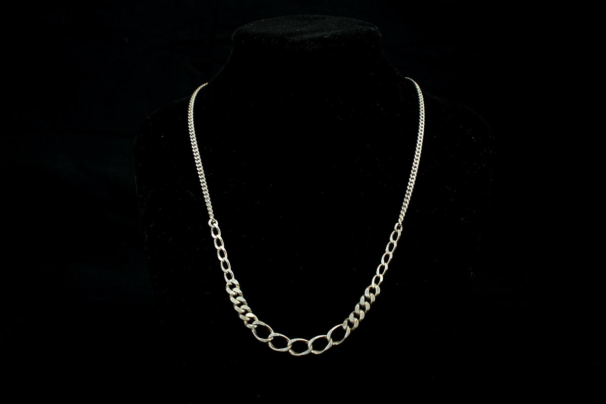 Vintage zilveren 925 gourmet ketting sterling silver curb chain met graduated schakels - 10 gr / 19 cm