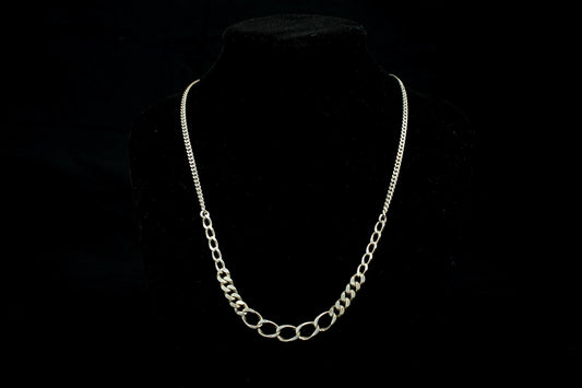 Vintage zilveren 925 gourmet ketting sterling silver curb chain met graduated schakels - 10 gr / 19 cm