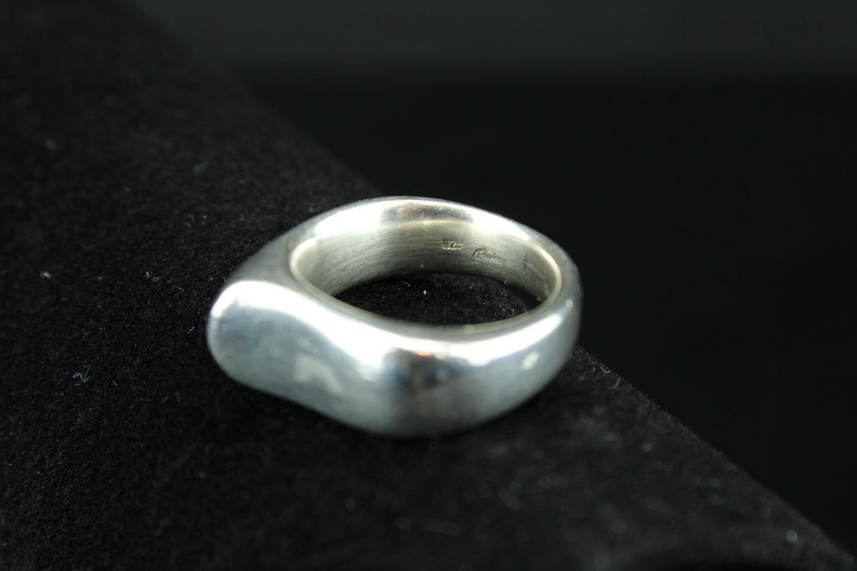 Vintage zilveren 925 zegelring - Sterling Silver ring met plat bovenoppervlak - massieve ring - 15 gr - maat 18