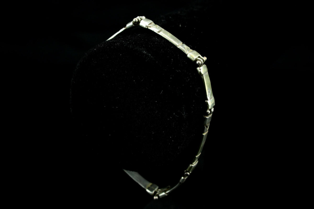 Vintage zilveren 925 armband - Sterling Silver schakelarmband met geometrisch ruit-reliëf - 20 cm / 14 gr.