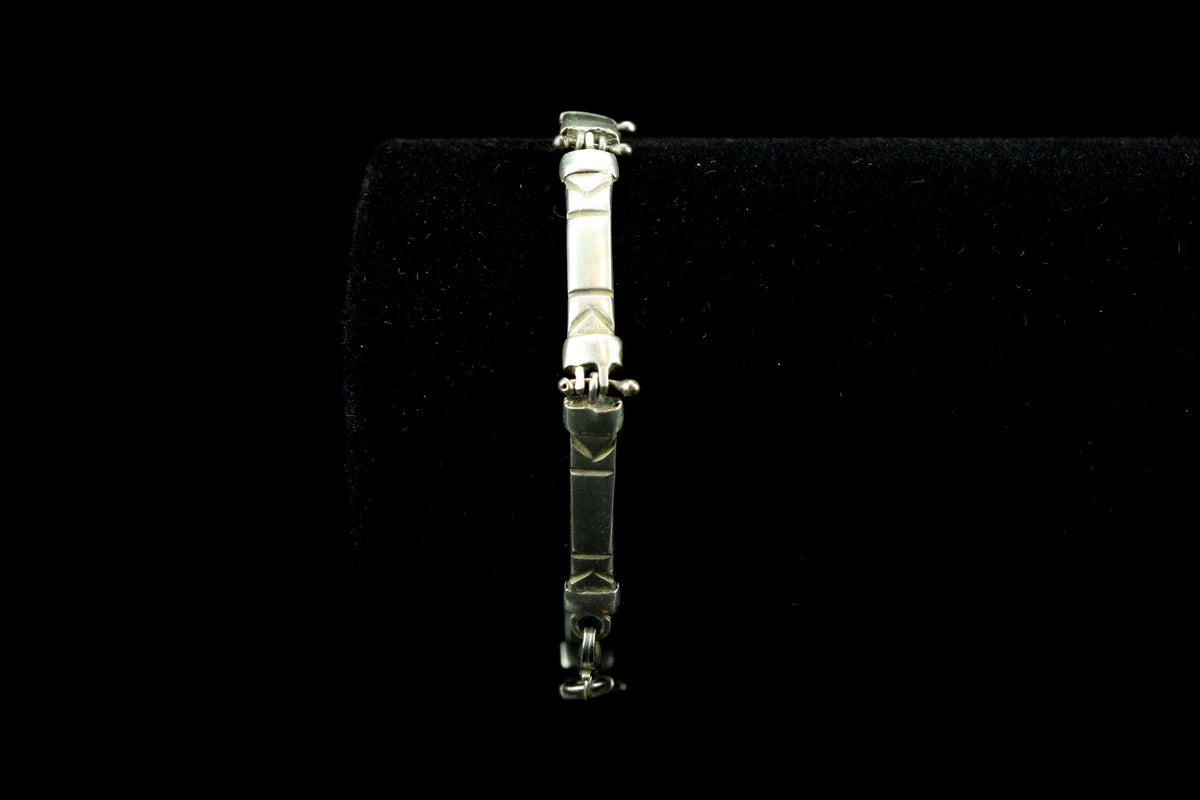 Vintage zilveren 925 armband - Sterling Silver schakelarmband met geometrisch ruit-reliëf - 20 cm / 14 gr.