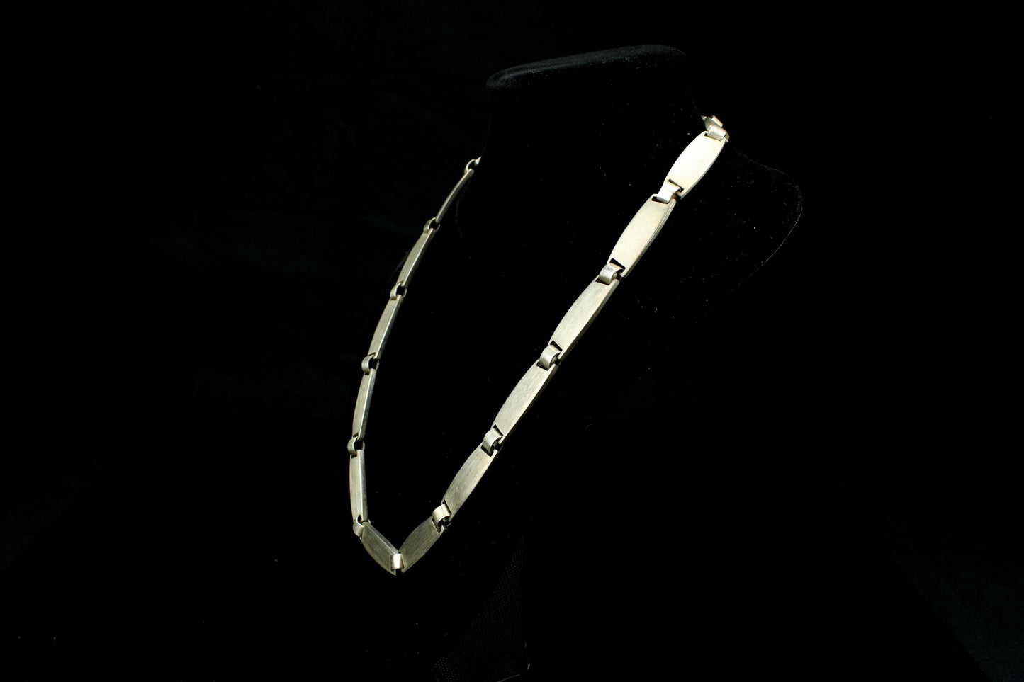 Vintage Esprit 925er Silberkette | Sterling Silber Halskette mit matten Stabgliedern - 57 Gramm