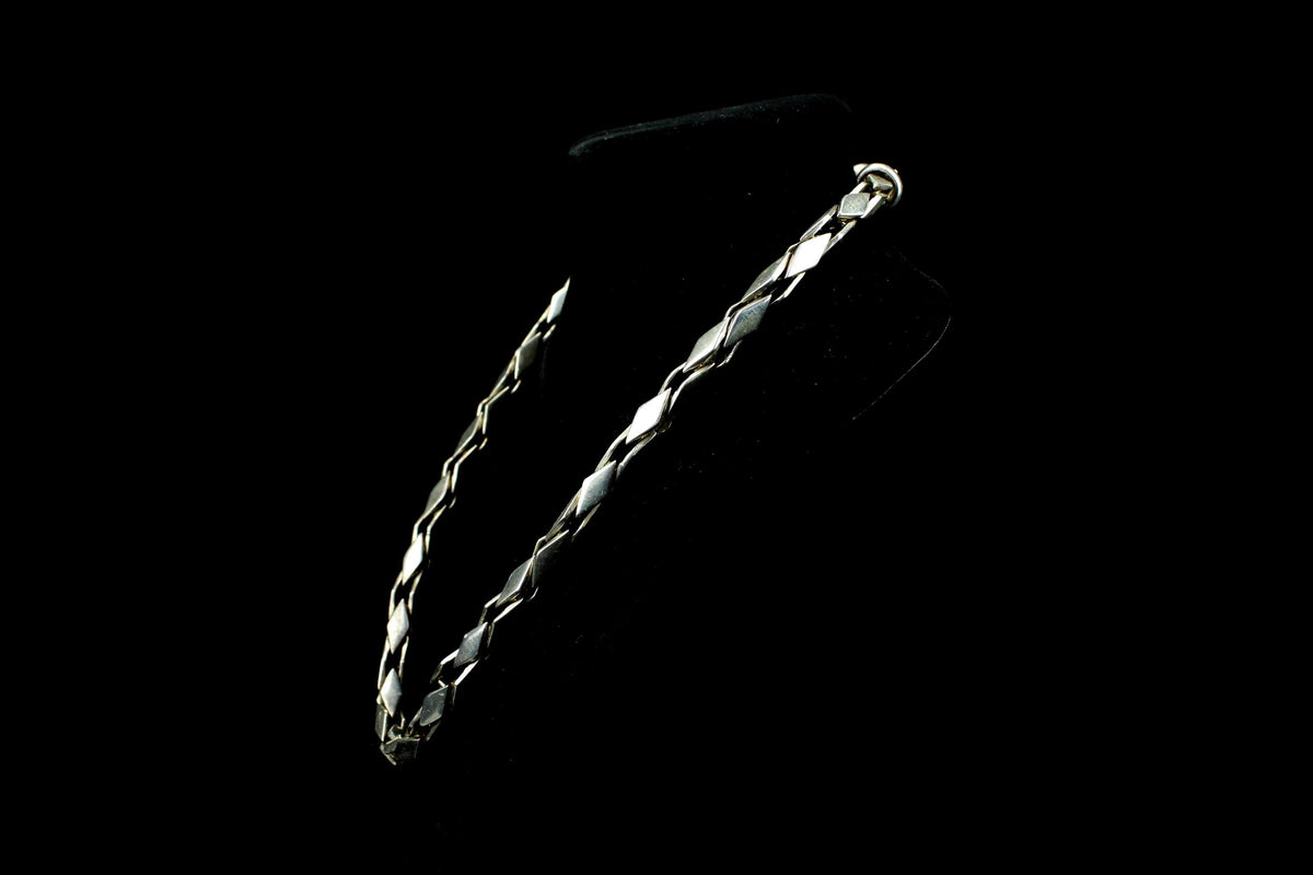 Vintage zilveren 925 halsketting - zilver met ruit-schakels / schakelontwerp - klassiek zilveren sieraad - 62 gr / 42 cm