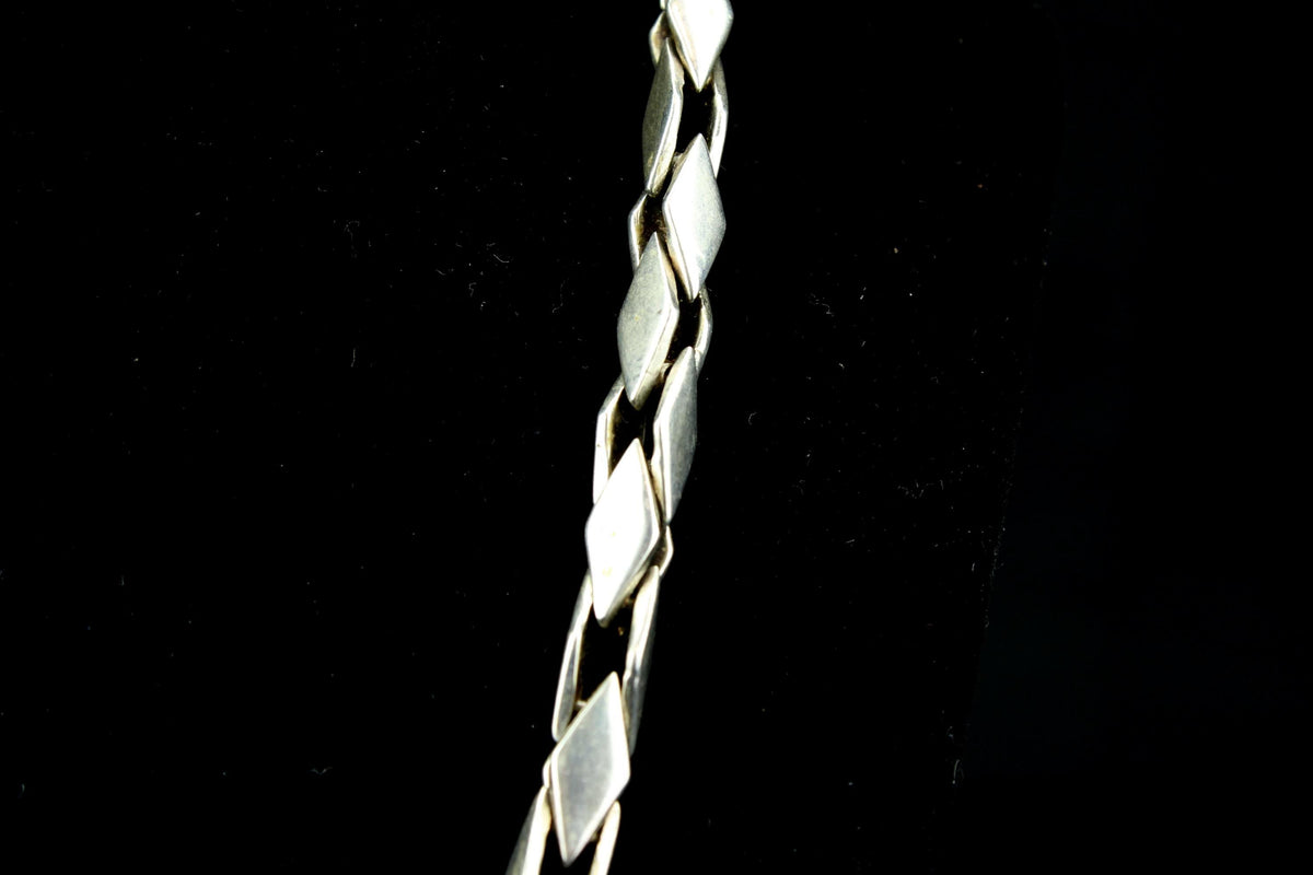 Vintage zilveren 925 halsketting - zilver met ruit-schakels / schakelontwerp - klassiek zilveren sieraad - 62 gr / 42 cm