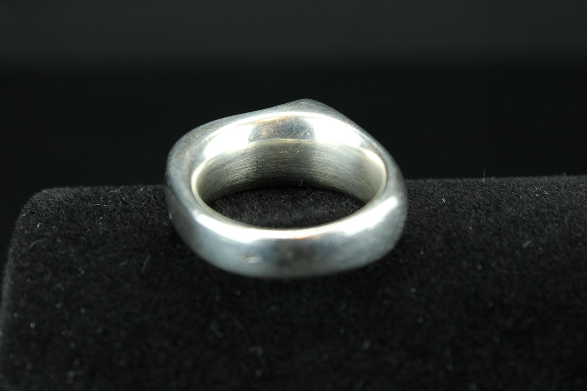 Vintage zilveren 925 zegelring - Sterling Silver ring met plat bovenoppervlak - massieve ring - 15 gr - maat 18