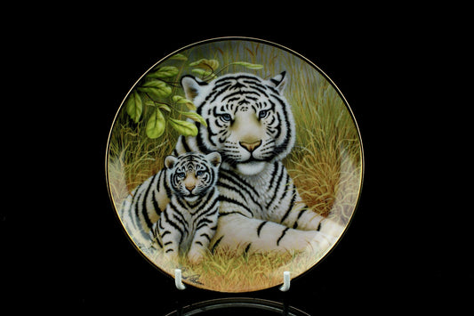 Franklin Mint verzamelbord witte tijger - Watchful Eyes Howard Robinson - IWC Wildlife - limited edition porselein - vintage sierbord