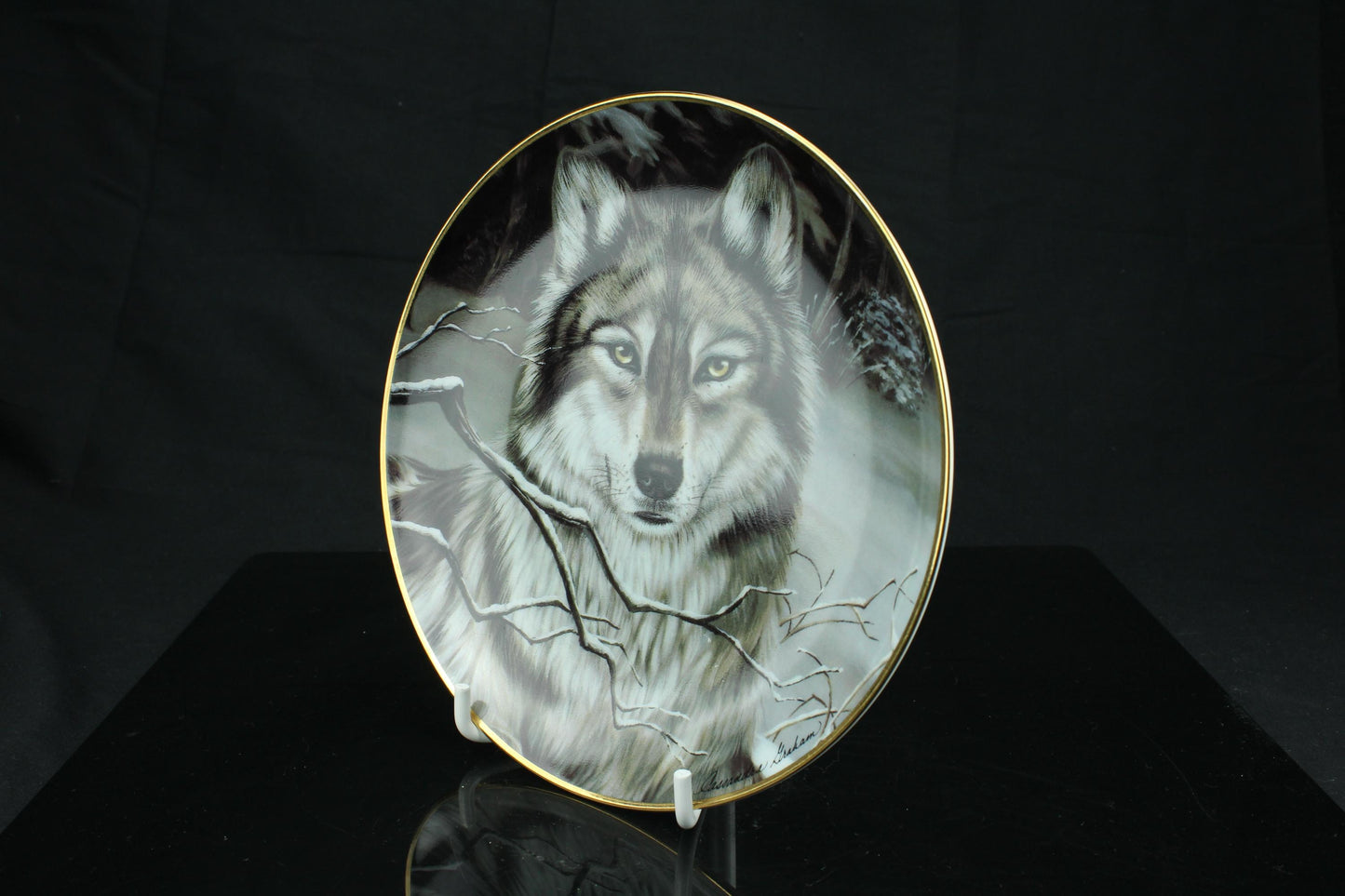 Franklin Mint verzamelbord wolf- Call of the Wild Cassandra Graham - IWC Wildlife - Limited edition fine porselein - Made in England - 20 cm