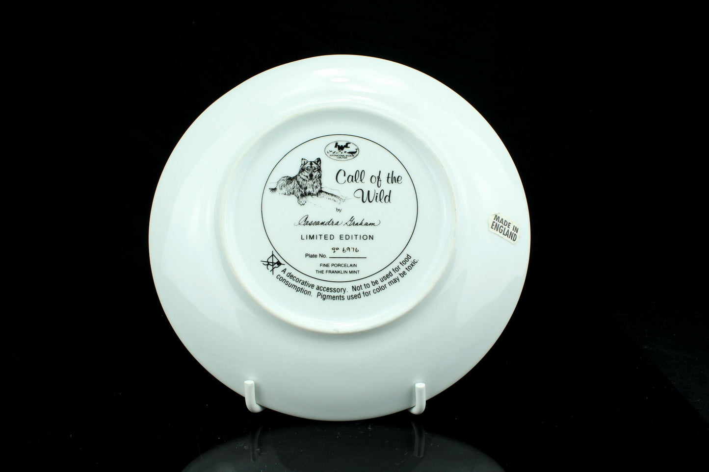 Franklin Mint verzamelbord wolf- Call of the Wild Cassandra Graham - IWC Wildlife - Limited edition fine porselein - Made in England - 20 cm