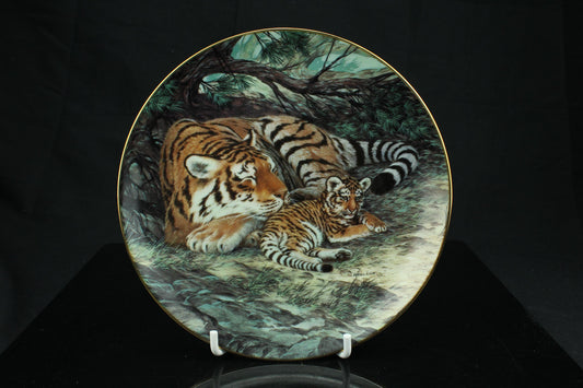 W.S. George verzamelbord - The Siberian Tiger Will Nelson - Last of Their Kind 1990 = limited edition fine China - vintage sierbord - 20 cm.