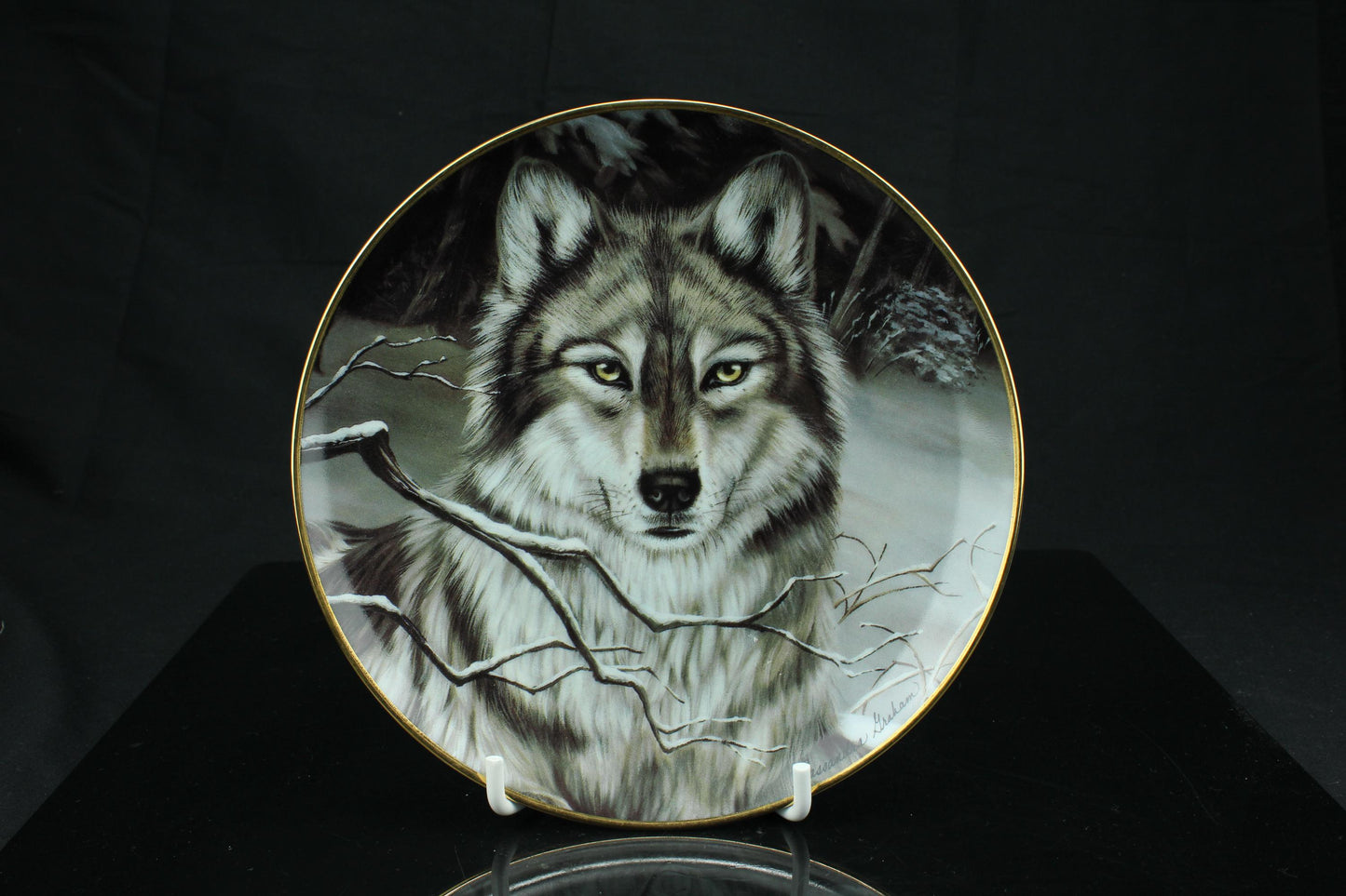 Franklin Mint verzamelbord wolf- Call of the Wild Cassandra Graham - IWC Wildlife - Limited edition fine porselein - Made in England - 20 cm