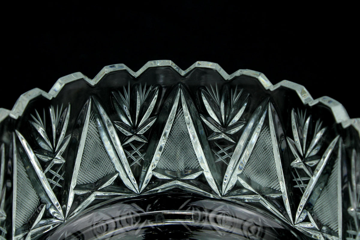 Geslepen kristallen schaal - waaier- en lansetslijping - vintage crystal bowl - 1960-1985