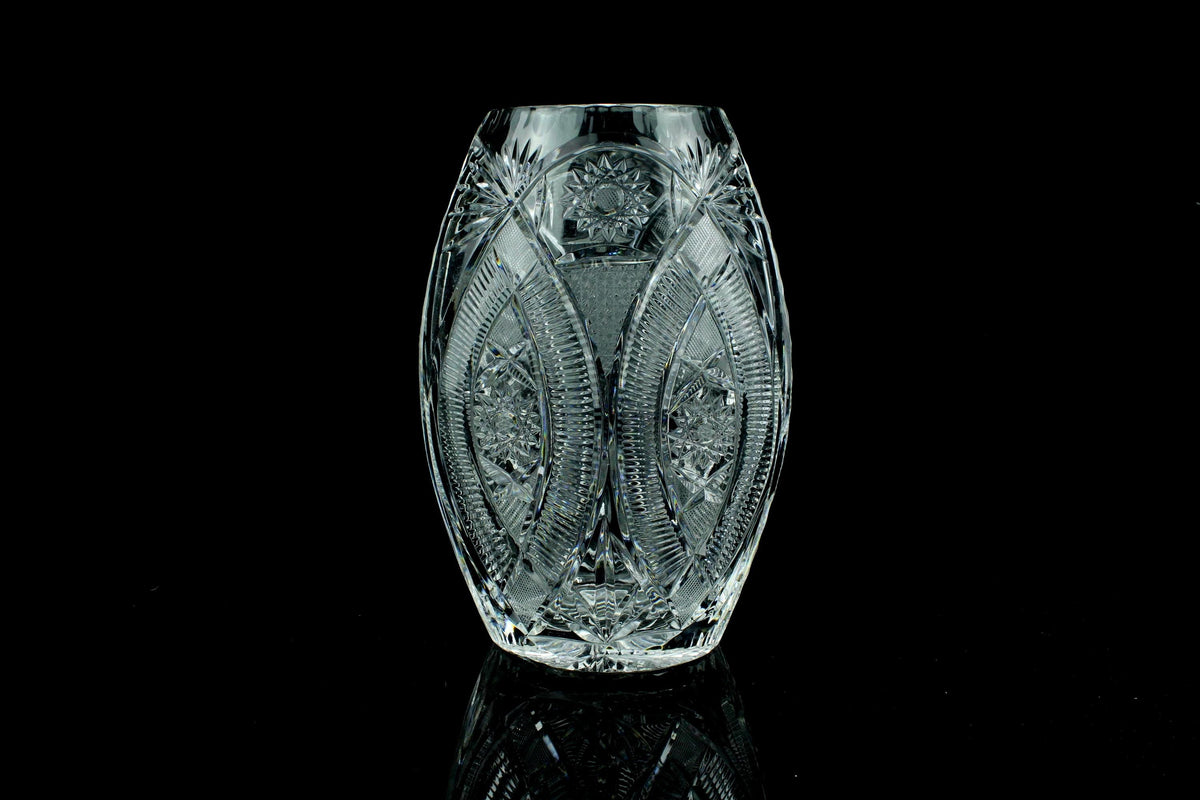 Geslepen Kristallen Vaas  Brilliant Cut  Sterrozet & Ovale Medaillons  Zwaar Loodkristal  25 cm