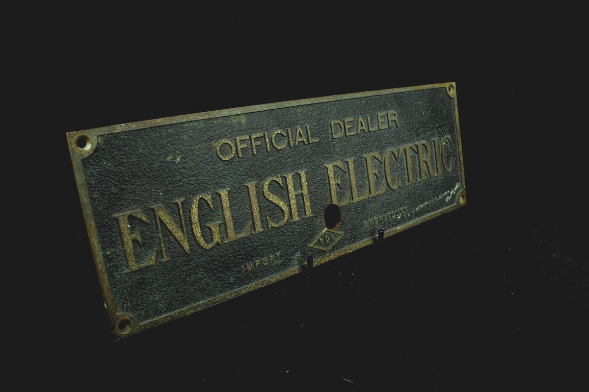 English Electric dealer plaat  messing  Official Dealer  PON Amersfoort  Industrieel