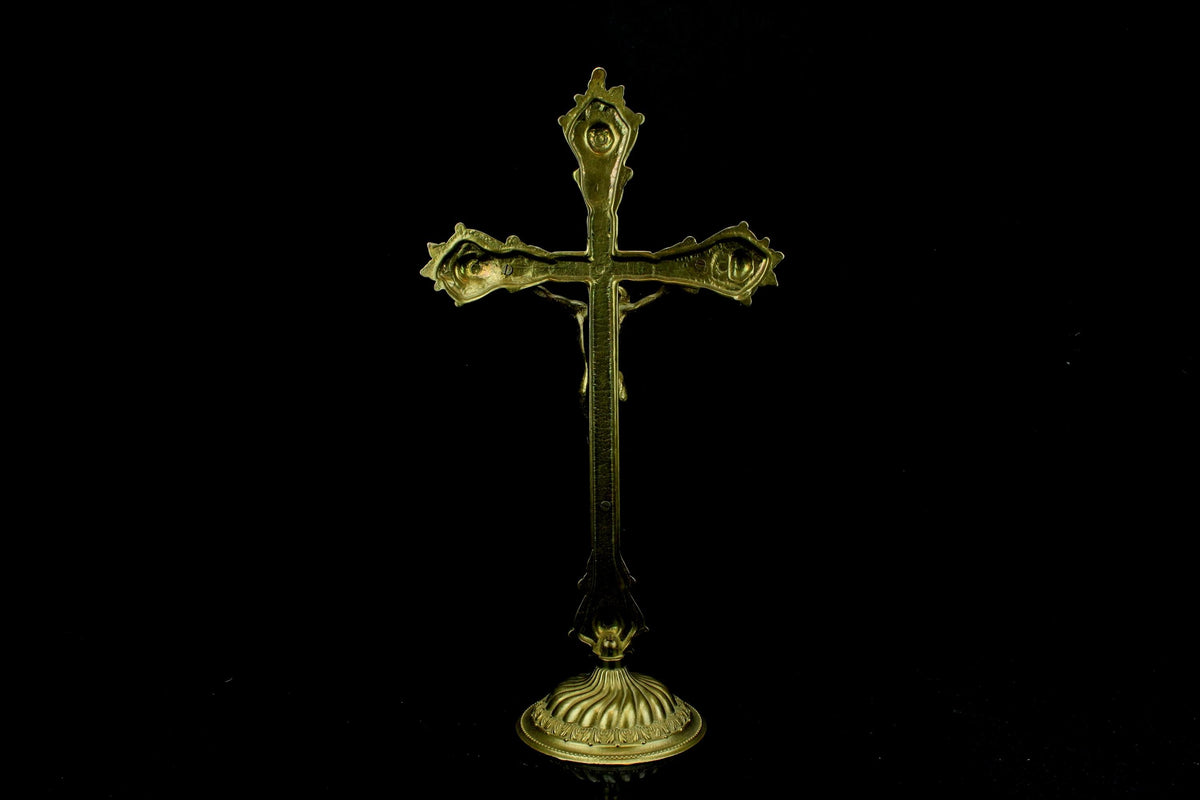 Antiek messing altaarkruis - barok corpus Christi - ca. 1850-1880 - kerkelijke gietkunst - 35 cm. hoog