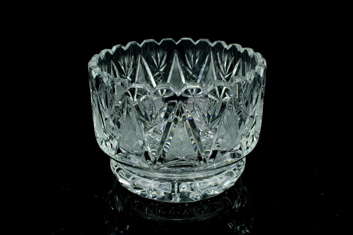 Geslepen kristallen schaal - waaier- en lansetslijping - vintage crystal bowl - 1960-1985