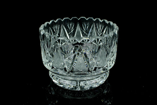 Geslepen kristallen schaal - waaier- en lansetslijping - vintage crystal bowl - 1960-1985
