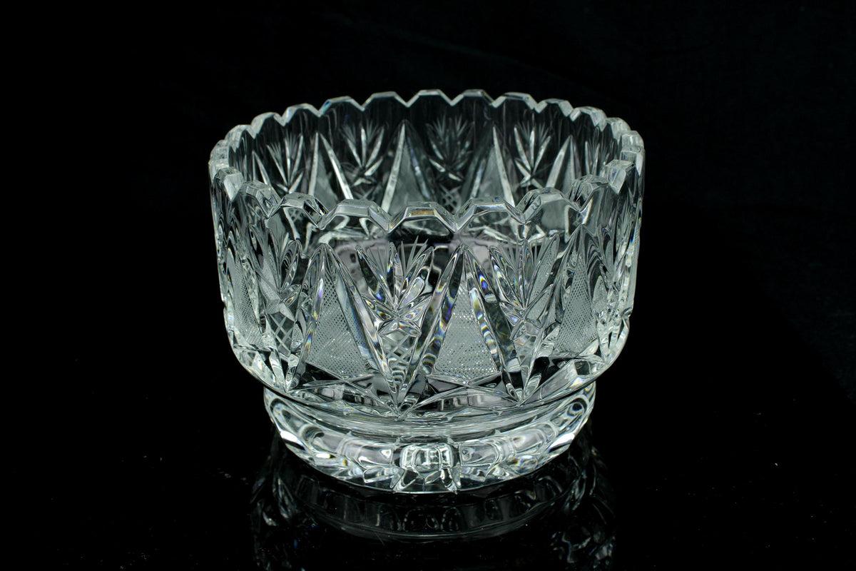 Geslepen kristallen schaal - waaier- en lansetslijping - vintage crystal bowl - 1960-1985