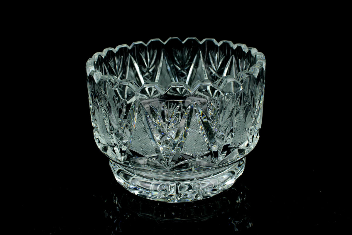 Geslepen kristallen schaal - waaier- en lansetslijping - vintage crystal bowl - 1960-1985