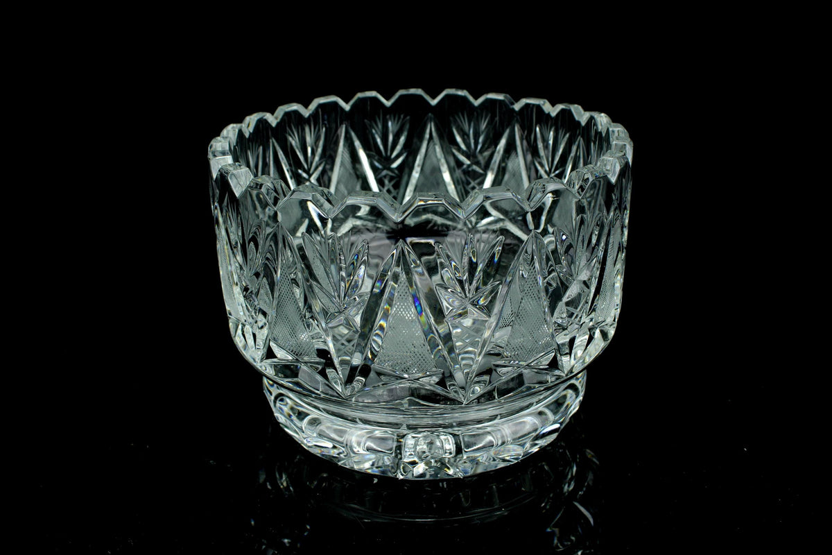Geslepen kristallen schaal - waaier- en lansetslijping - vintage crystal bowl - 1960-1985