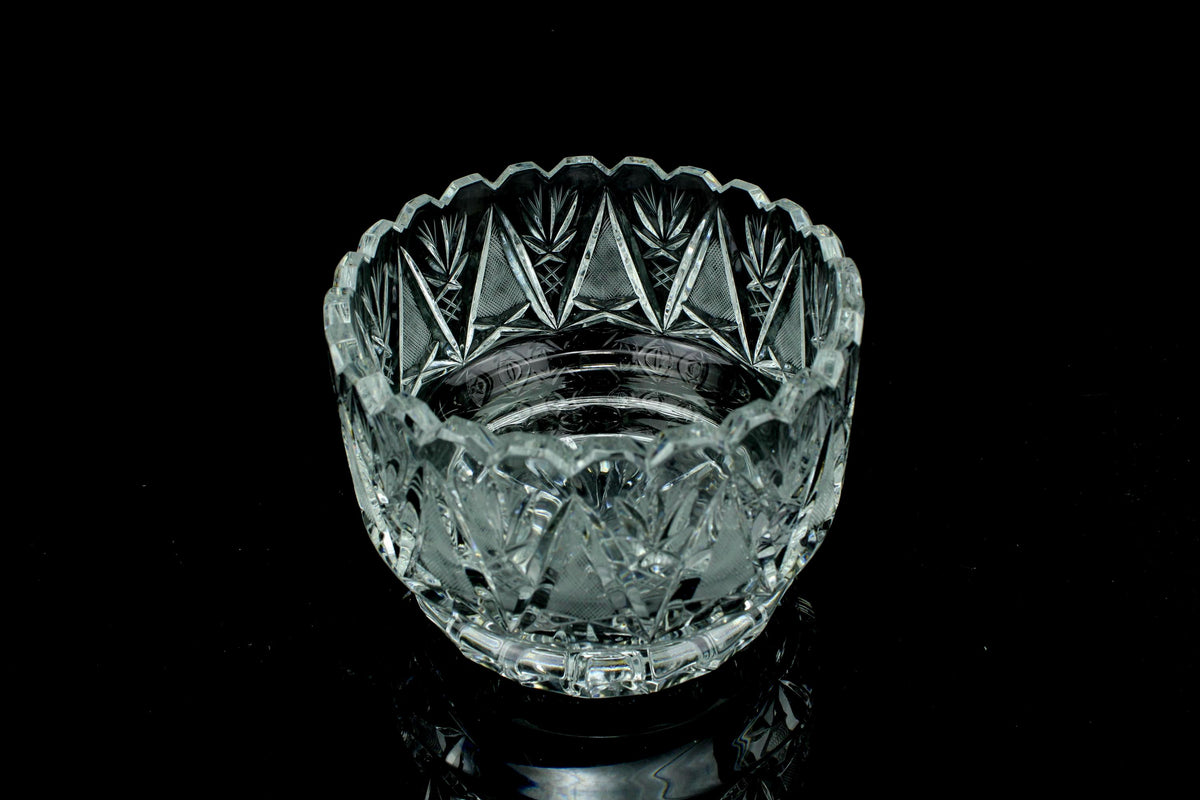 Geslepen kristallen schaal - waaier- en lansetslijping - vintage crystal bowl - 1960-1985