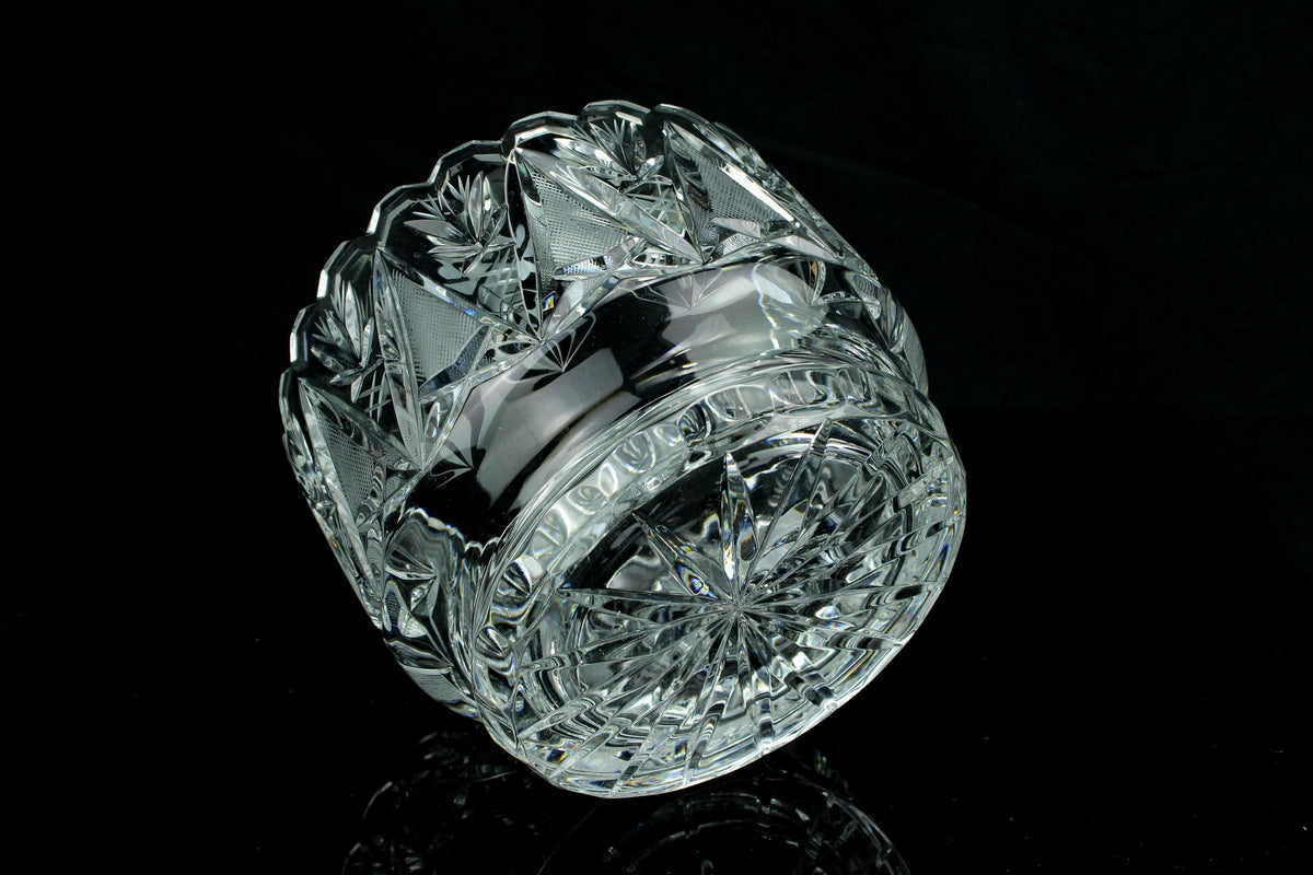 Geslepen kristallen schaal - waaier- en lansetslijping - vintage crystal bowl - 1960-1985