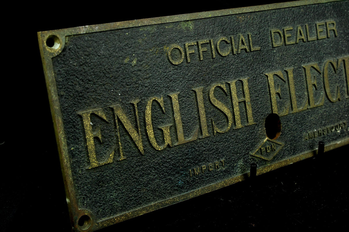 English Electric dealer plaat  messing  Official Dealer  PON Amersfoort  Industrieel