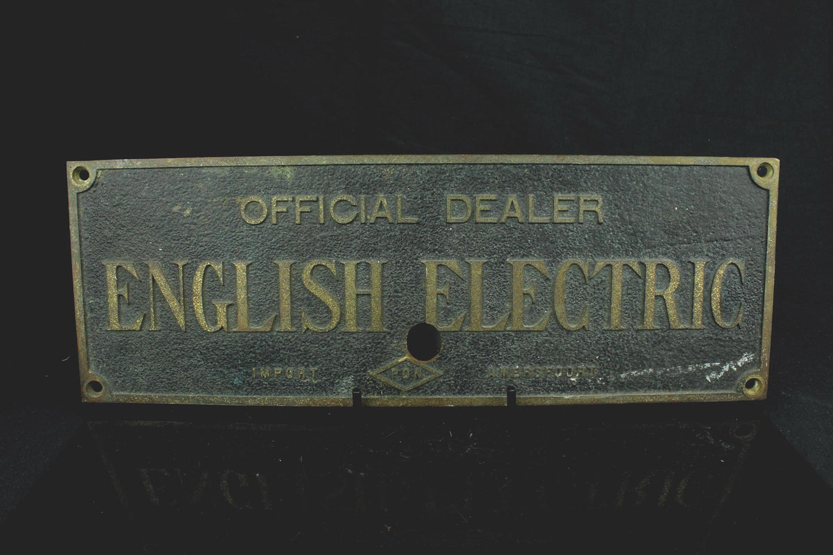 English Electric dealer plaat  messing  Official Dealer  PON Amersfoort  Industrieel