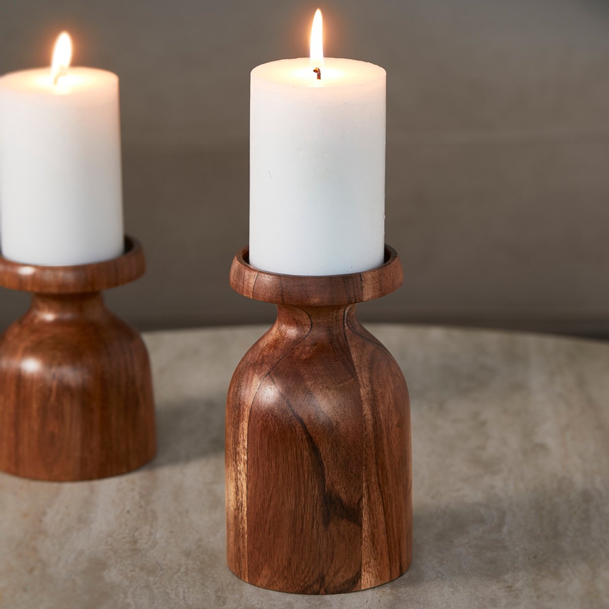 Rivièra Maison Jake: kandelaar stoompkaars hout bruin L