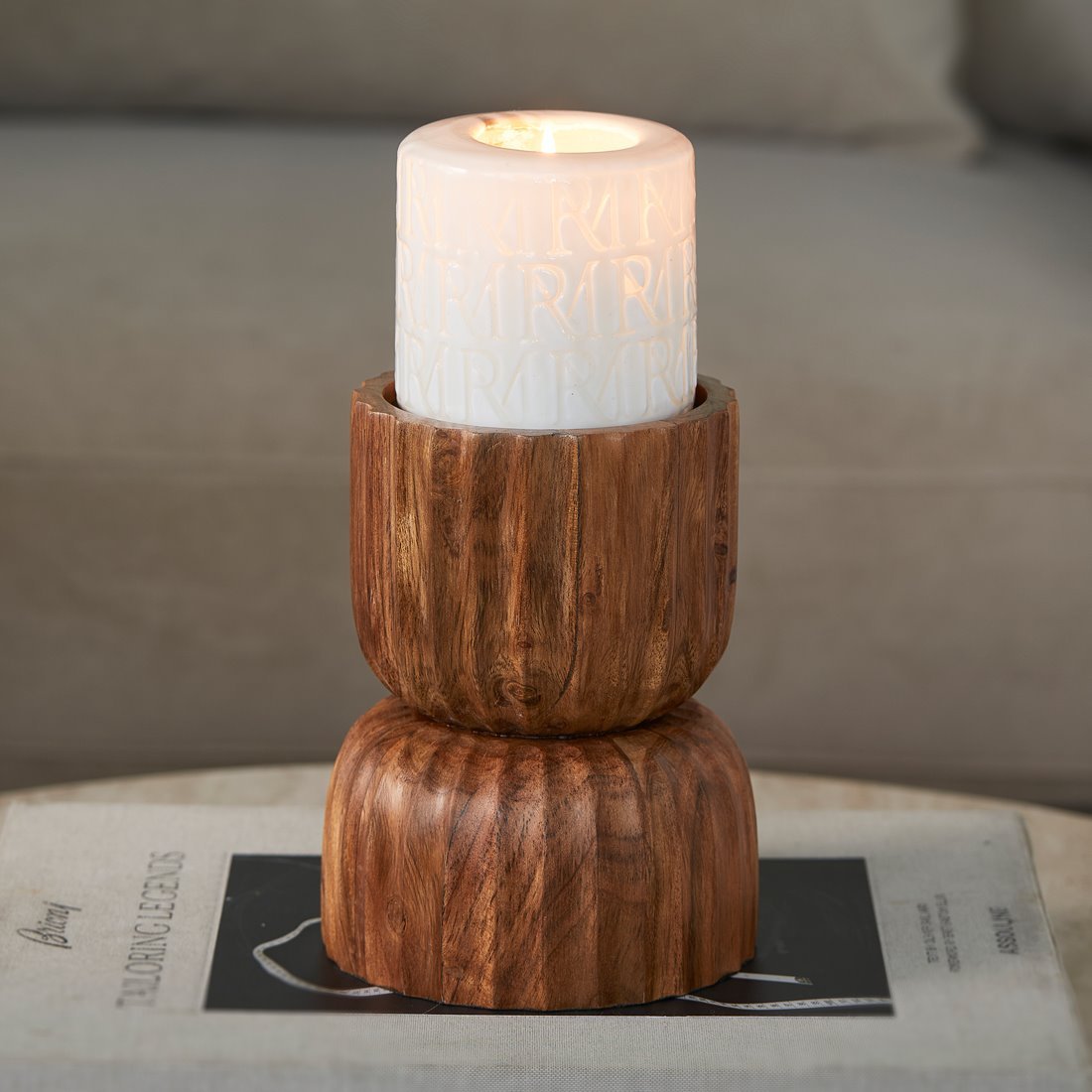 Rivièra Maison Josh: kaarsenhouder bruin hout L
