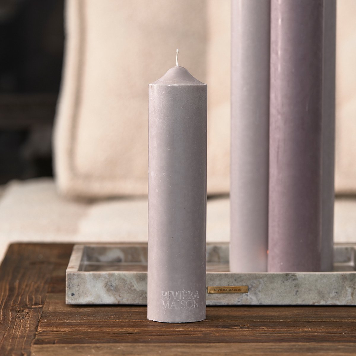 Rivièra Maison Rustic Pillar stompkaars grijs 30 cm