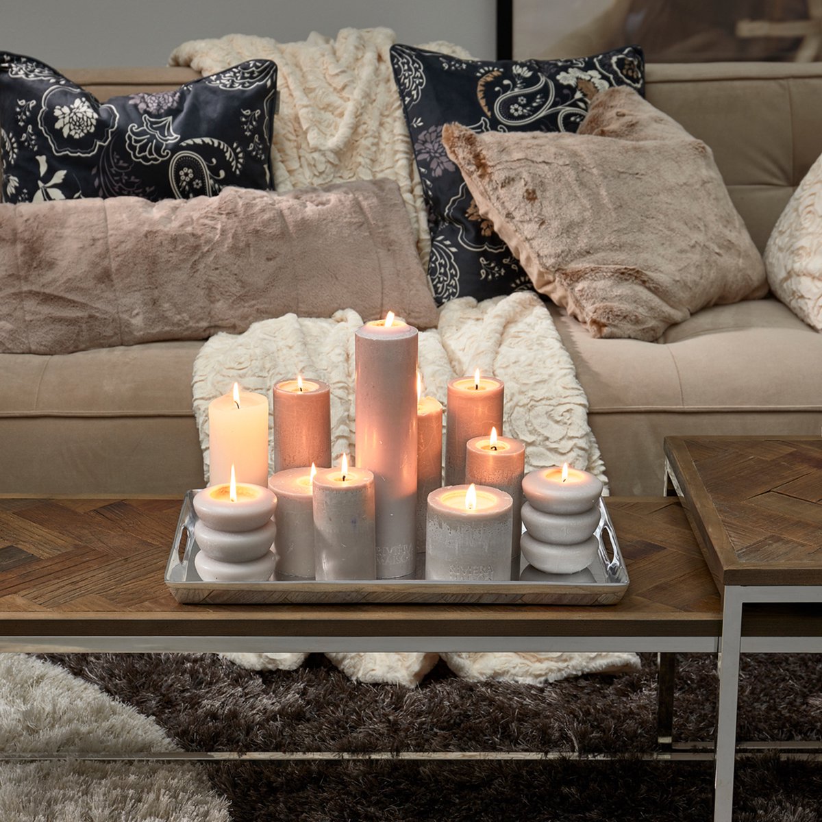 Rivièra Maison Rustic Pillar stompkaars grijs 30 cm