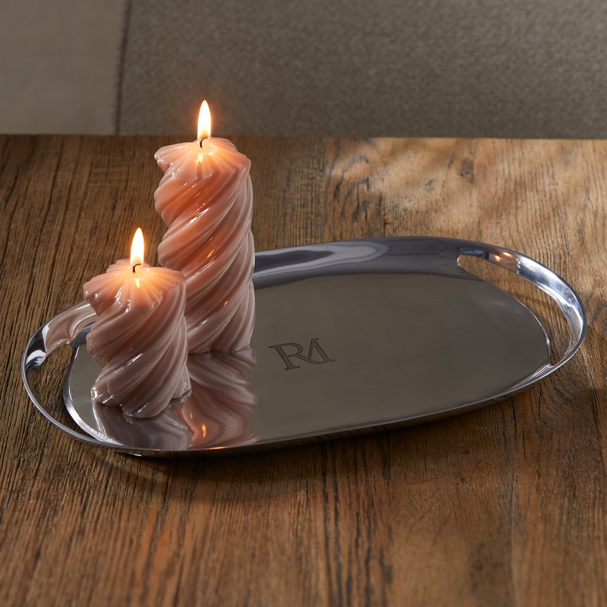 Rivièra Maison Twisted stompkaars gedraaid roze 14cm -  paraffine