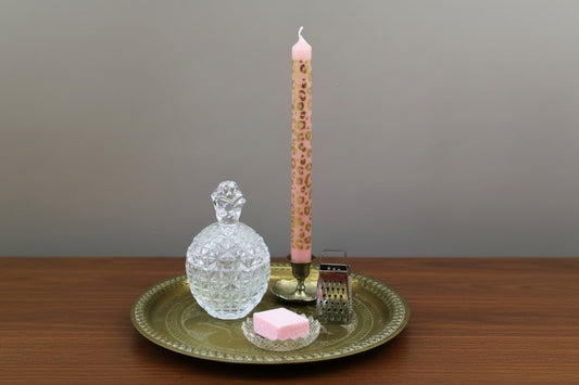 Tafel decoratie set Ananas: vintage set in goud, zilver en roze.