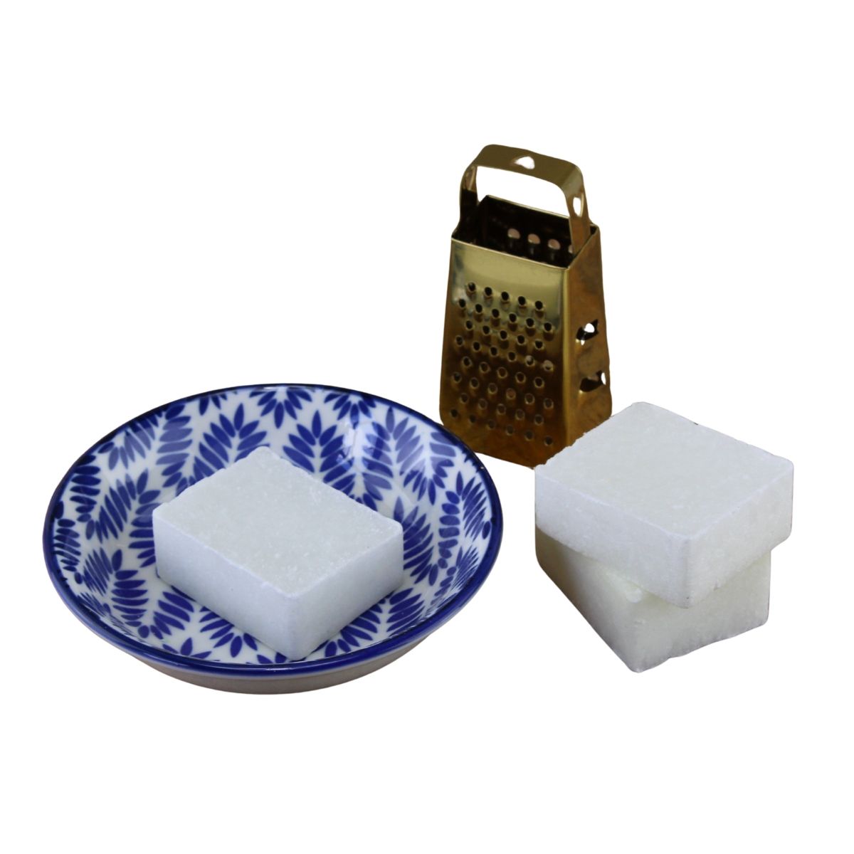 Fresh Cotton geurblokjes / amberblokjes set, handgemaakt keramiek schaaltje, rasp