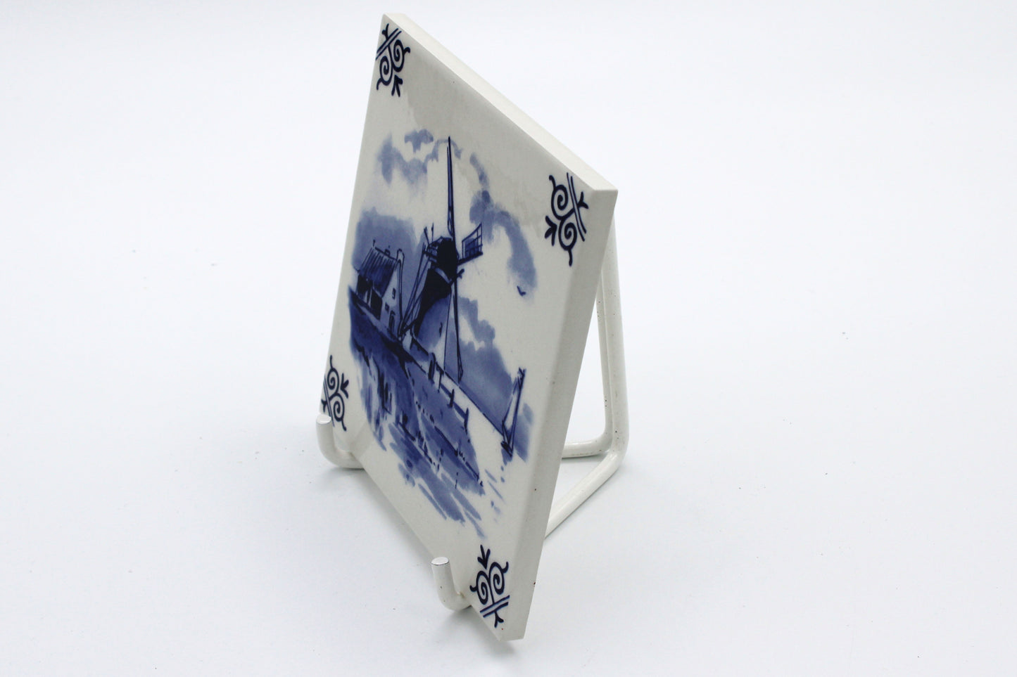 Delfts Blauwe molen tegel  incl. standaard – 13 cm