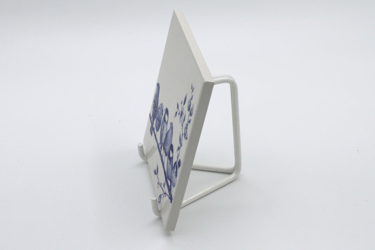 Delfts Blauwe bosvogels tegel incl. standaard – 13 cm