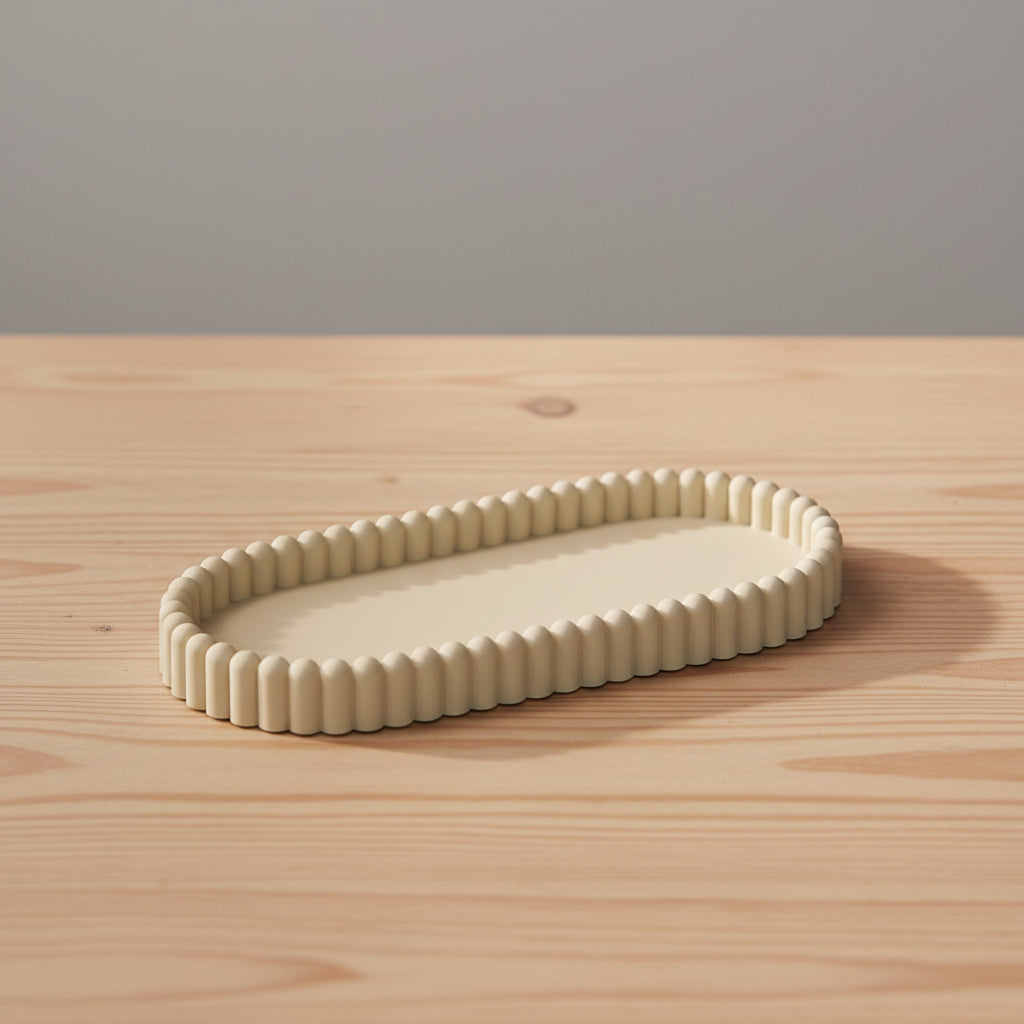 Rivièra Maison Elegance tray beige - badkamerplateau voor tandenborstelhouder en zeeppompje - hars
