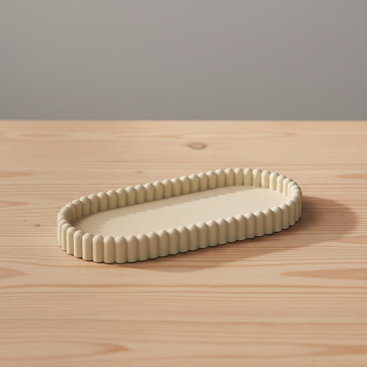 Rivièra Maison Elegance tray beige - badkamerplateau voor tandenborstelhouder en zeeppompje - hars