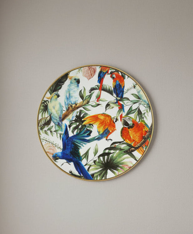 Tropische vogel: wandbord Heinen Delfts Blauw