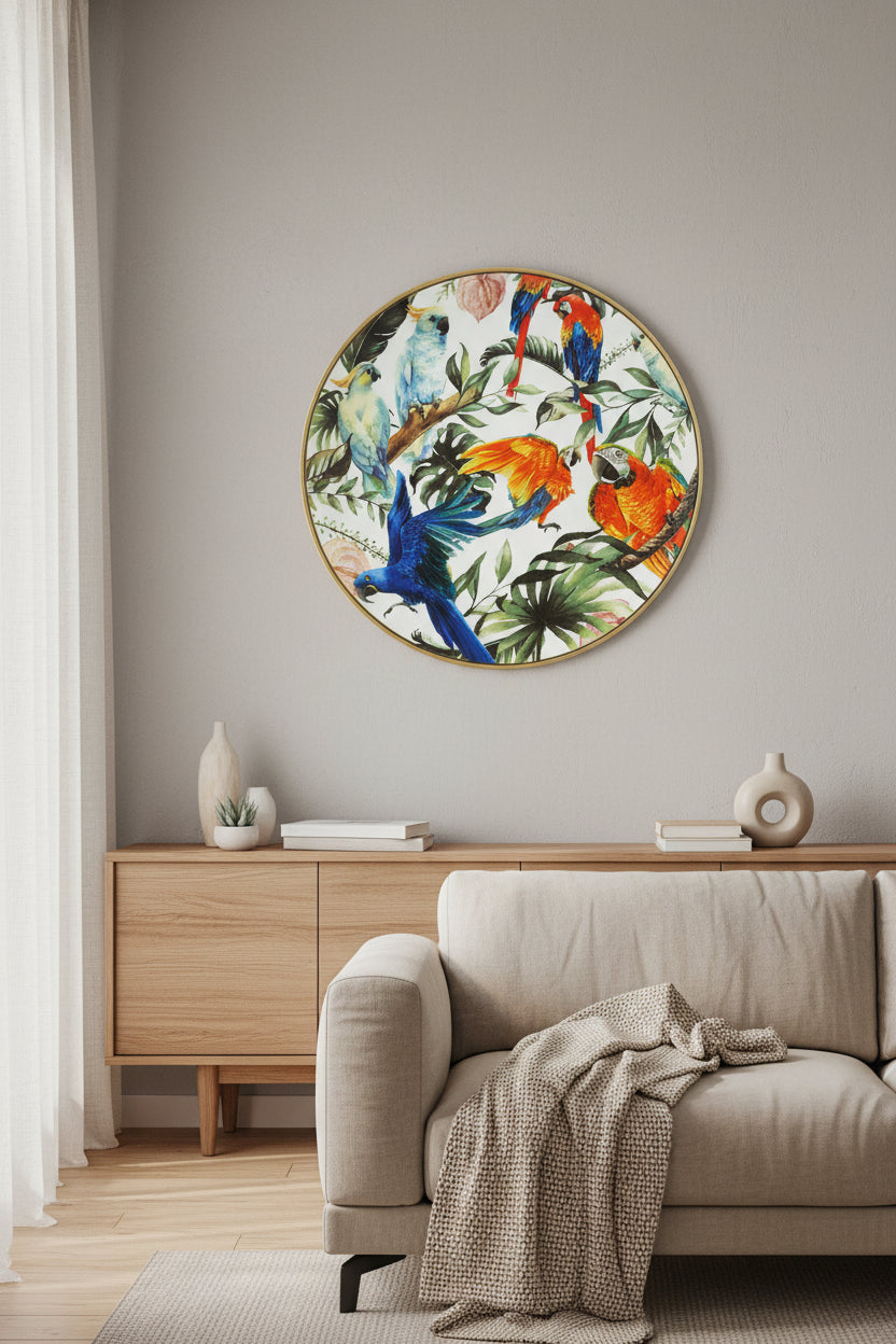 Tropische vogel: wandbord Heinen Delfts Blauw