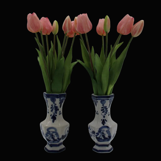 Delfts Blauwe vaasjes met molendecor – set van 2
