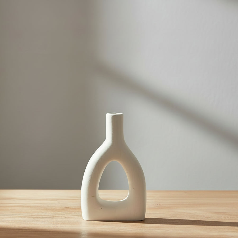 Donut: houten vaas wit
