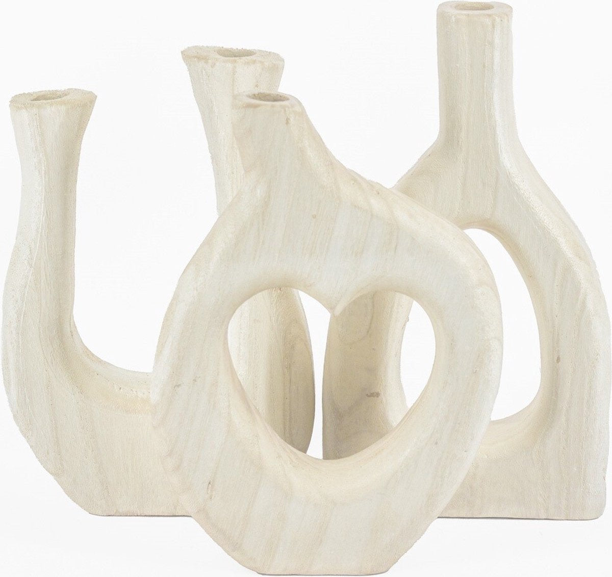 Donut: houten vaas wit