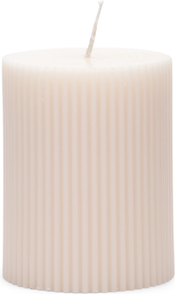 Rivièra Maison stompkaars ribbel wit 9cm -  paraffine