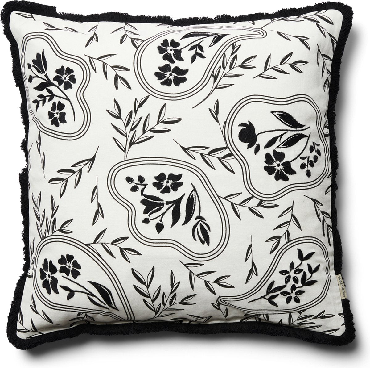 Rivièra Maison Xanadu sierkussenhoes vierkant zwart/wit bloemenprint 50x50 - Polyester