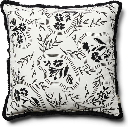 Rivièra Maison Xanadu sierkussenhoes vierkant zwart/wit bloemenprint 50x50 - Polyester