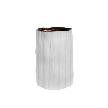 Ceramic Gold: witte vaas hoog met gouden details